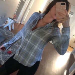Women’s gray and white flannel shirt